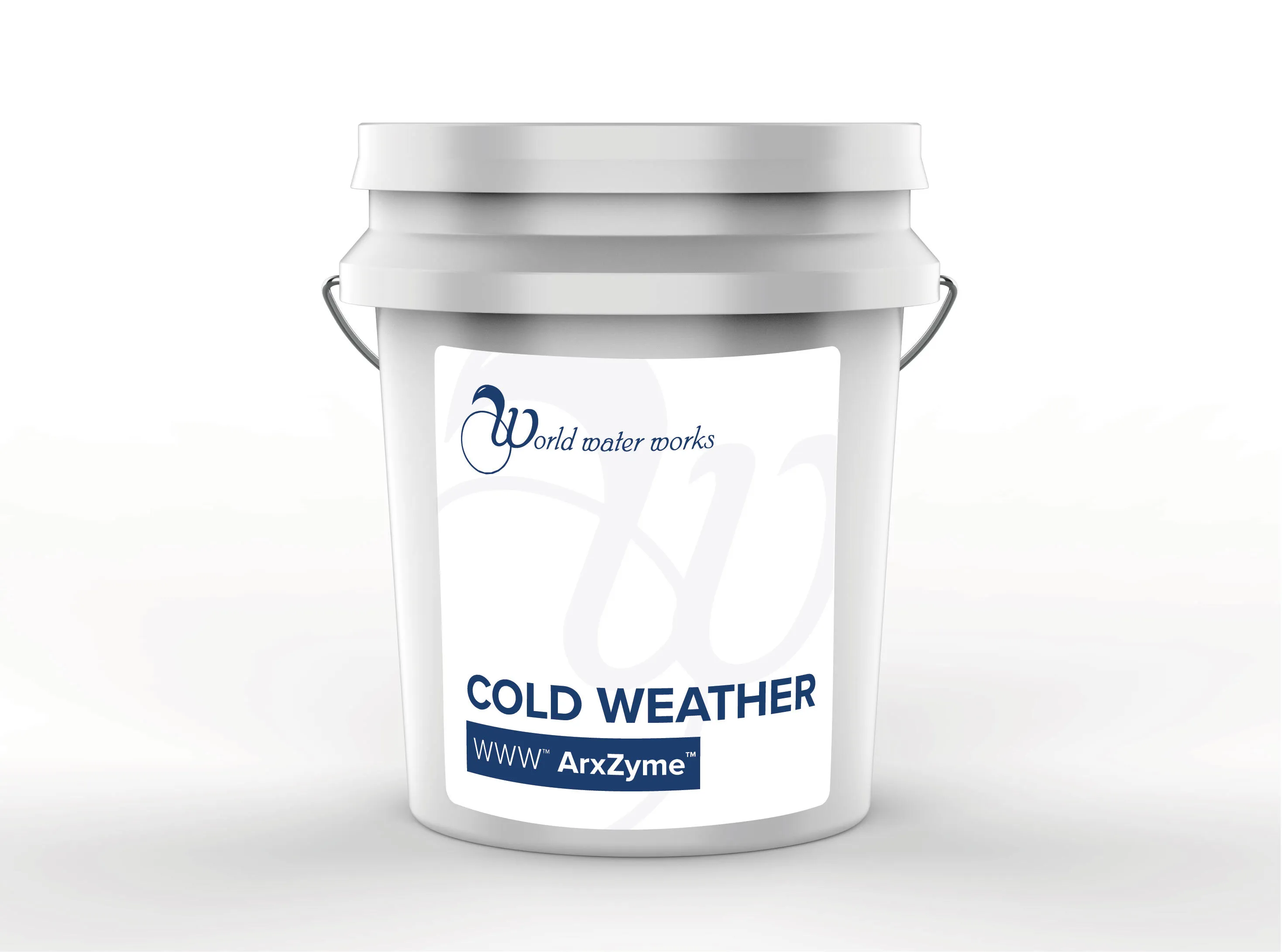 A bucket of WWW ArxZyme cold weather treatment